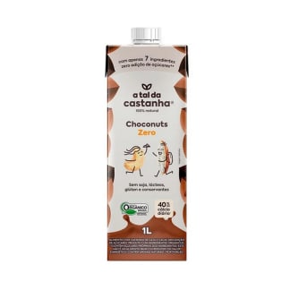 Leite de Choconuts - 1 Litro - A Tal Castanha (sem soja, lácteos e conservantes, com eritritol, esteviol e cacau em pó)